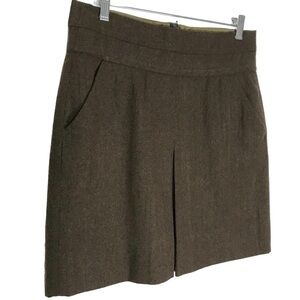 Vintage Fossil Brown Wool Blend Mini Skirt with Pockets Size 6